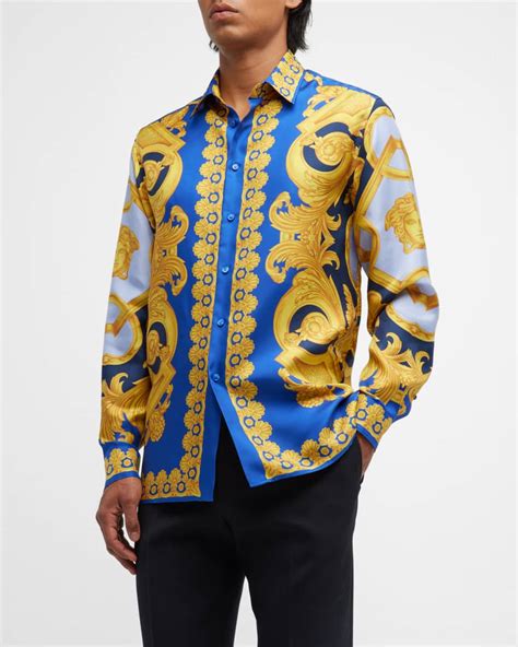 versace barocco silk shirt|men's silk baroque shirt.